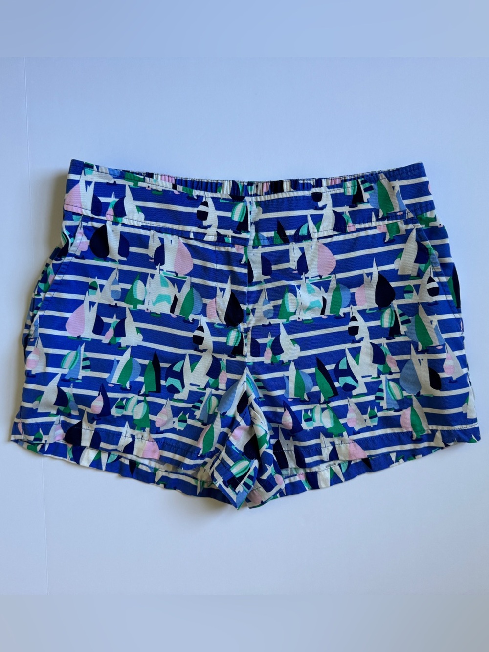 Vineyard Vines Blue Striped Sailboat Print Foley Shorts